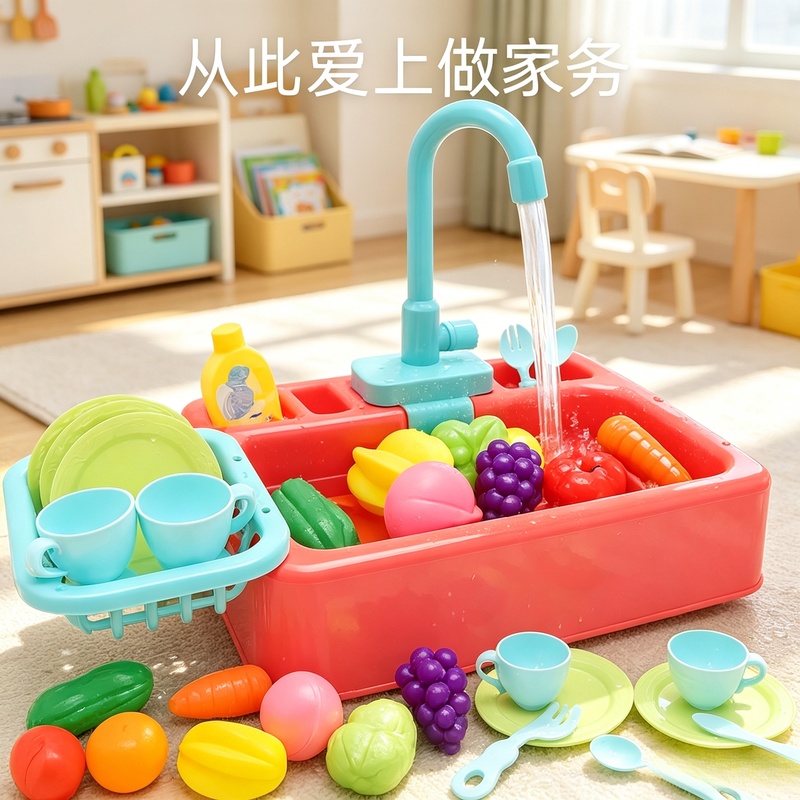 Kids Outdoor Kitchen Accessories - Conjunto de Pia de Plástico para